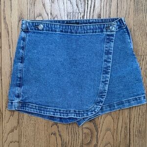 Blue Denim Wrap Skort